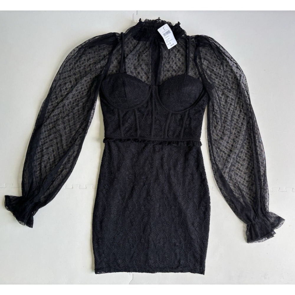 WINDSOR Womens Dress Mesh Lace Corset Vamp Goth Vamp Whimsigoth Witchy - Sz S